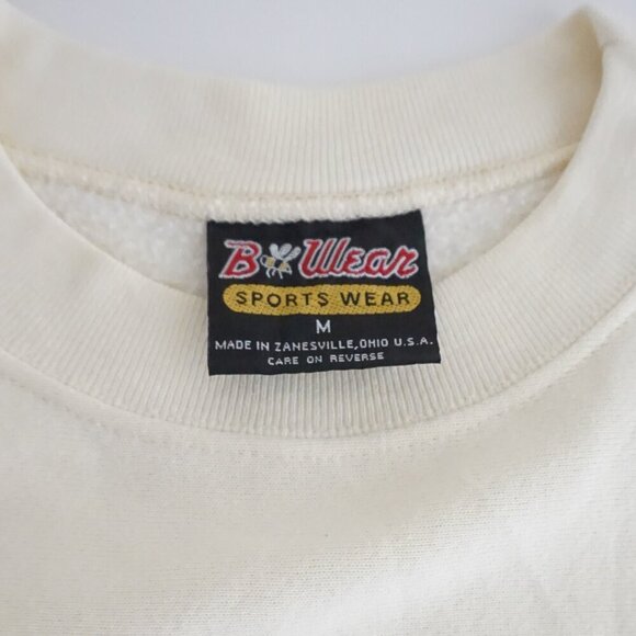 Vintage Bee Wear Cream Embroidered Ohio Buckeye State Crewneck Sweater M - Picture 10 of 11
